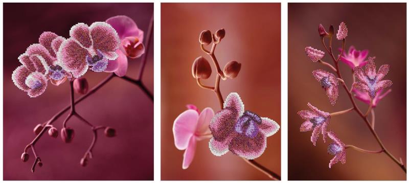 Buy Bead embroidery kit-Pink Orchids Triptych-11006