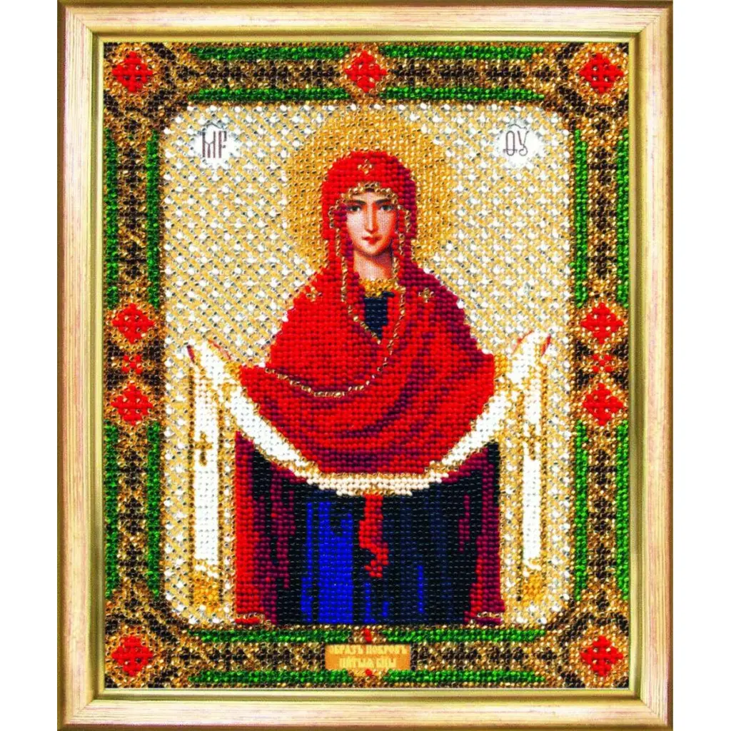 Buy Bead embroidery kit Icon of the Intercession of the Holy Mother of God-B-1128