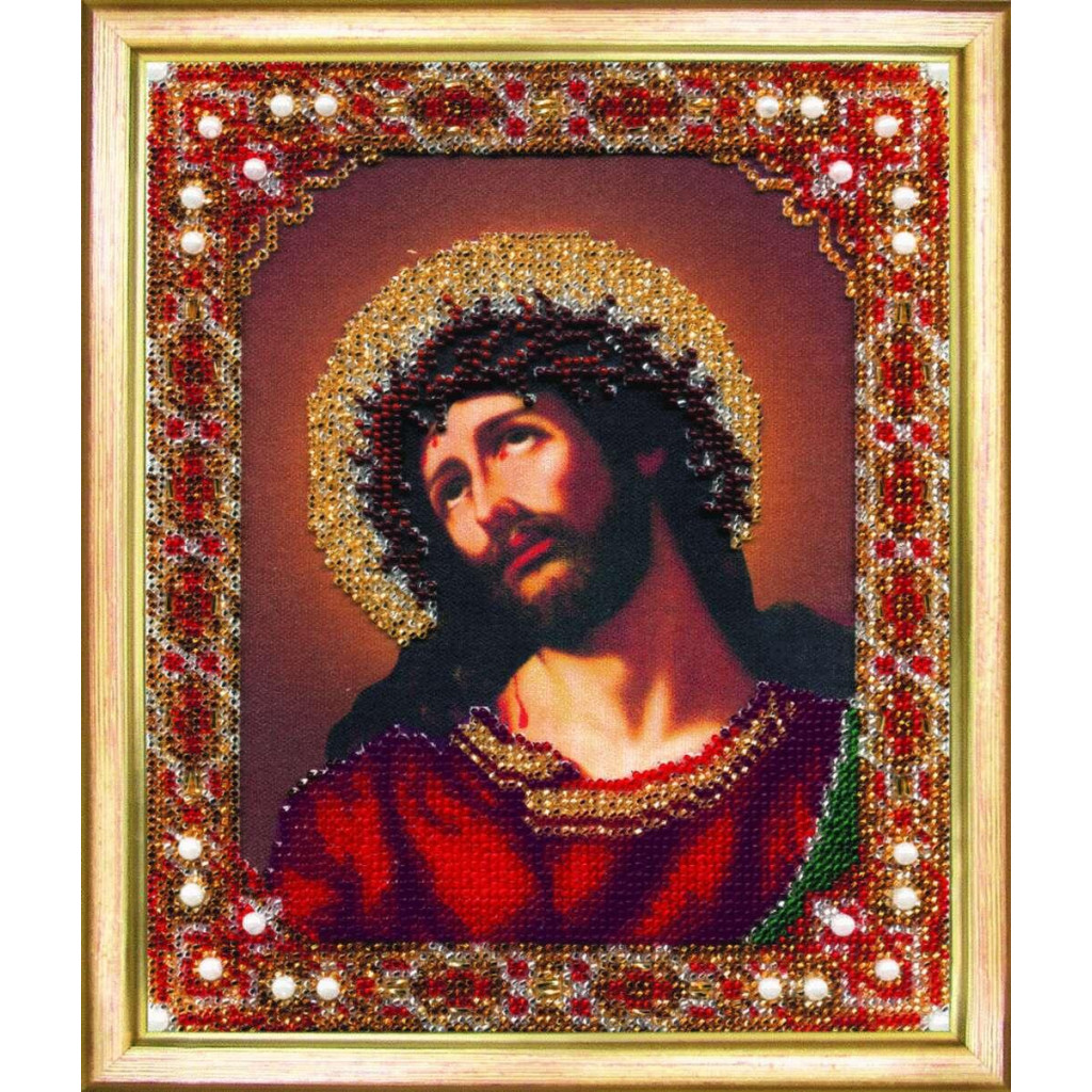 Buy Bead embroidery kit The icon of the Lord Jesus Christ the savior in a crown of thorns-B-1165