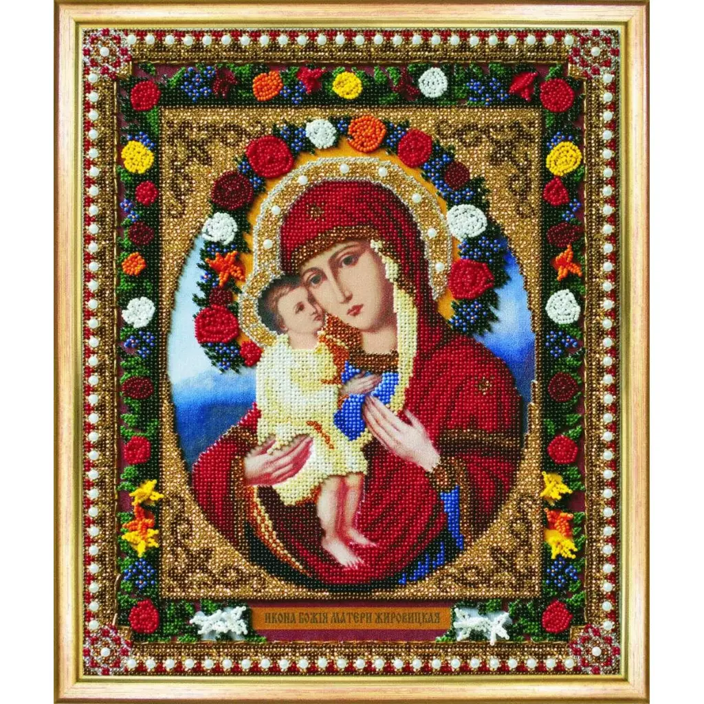 Buy Bead embroidery kit Icon of the Mother of God Zhirovitskaya-B-1082