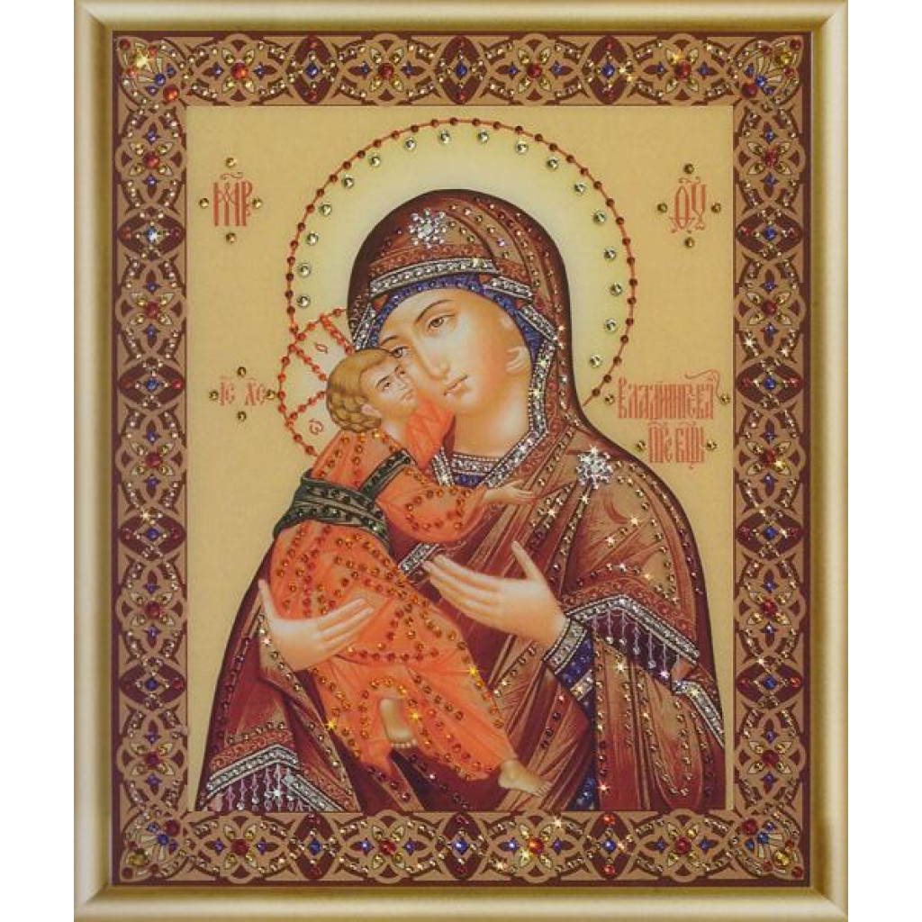 Buy Bead embroidery kit Icon of the Mother of God of Volodymyrsk-KS-054