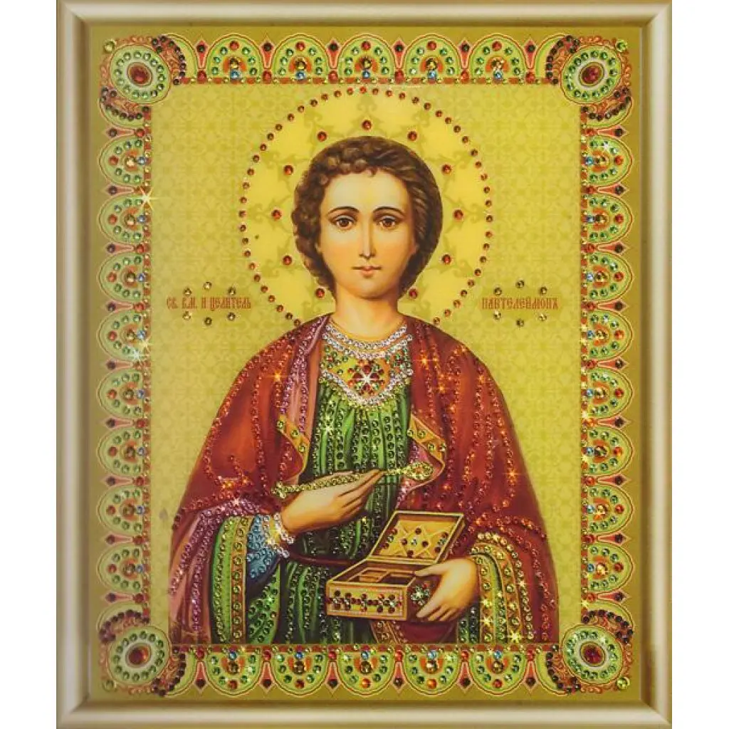 Buy Bead embroidery kit Icon of the great martyr and healer Panteleimon-KS-051