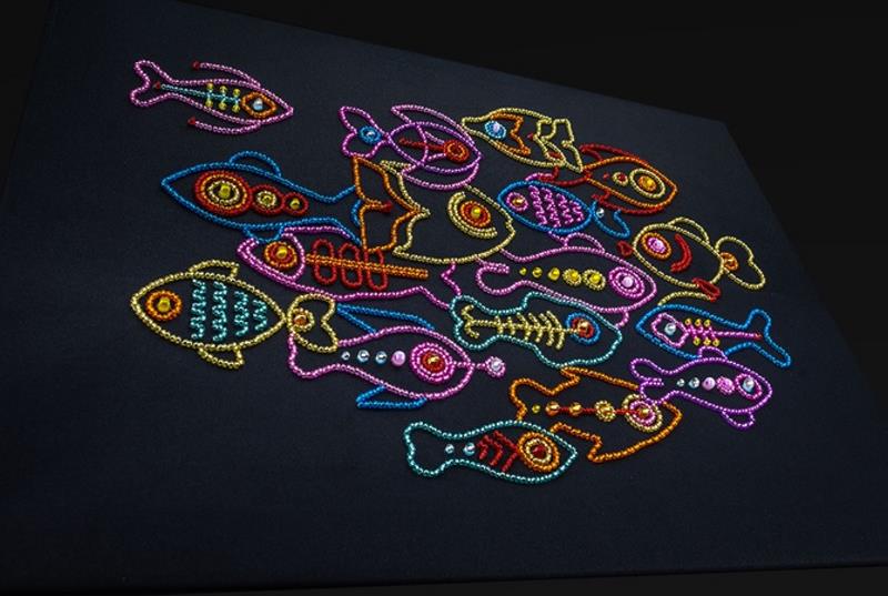 Buy Bead embroidery kit-Line Fishes-55014_3