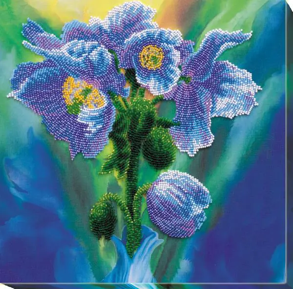 Buy Bead embroidery kit - Blue Poppies-AB-566