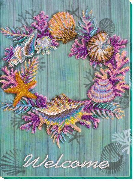 Buy Bead embroidery kit - Wreath of seashells-AB-596