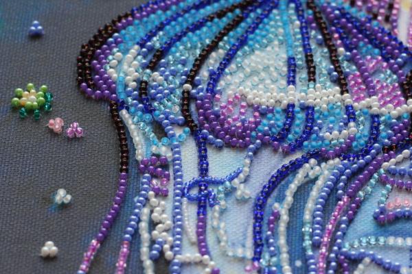Bead embroidery kit Jellyfish night dance needlework kit Art canvas  beadwork pattern