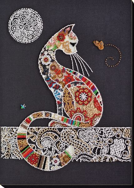 Buy Bead embroidery kit - Kitty and butterfly-AB-794