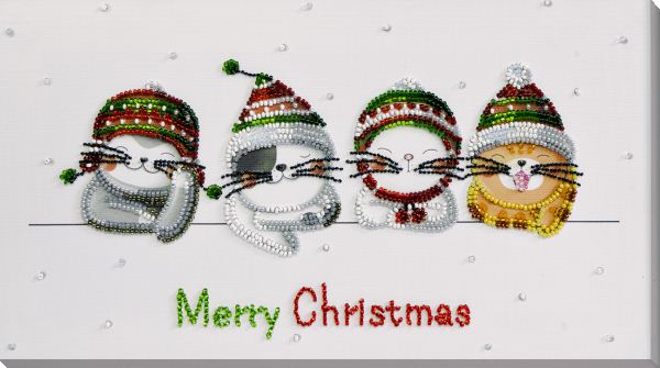 Buy Bead embroidery kit - Festive cats-AB-802