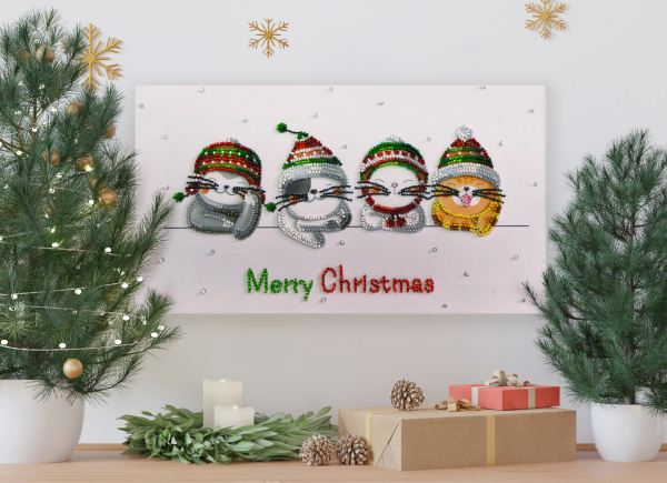 Buy Bead embroidery kit - Festive cats-AB-802_1