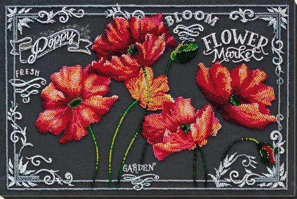 Buy Bead embroidery kit - Velvet poppies-AB-804