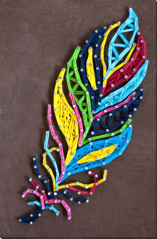 Buy String art kit - Multicolored feather-ABC-026