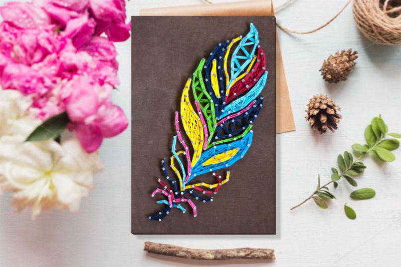 Buy String art kit - Multicolored feather-ABC-026_1