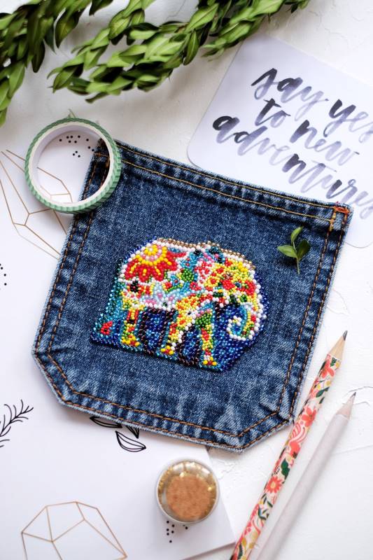 Buy DIY Beaded Clothes Patch Embroidery kit - Elephant-AD-102