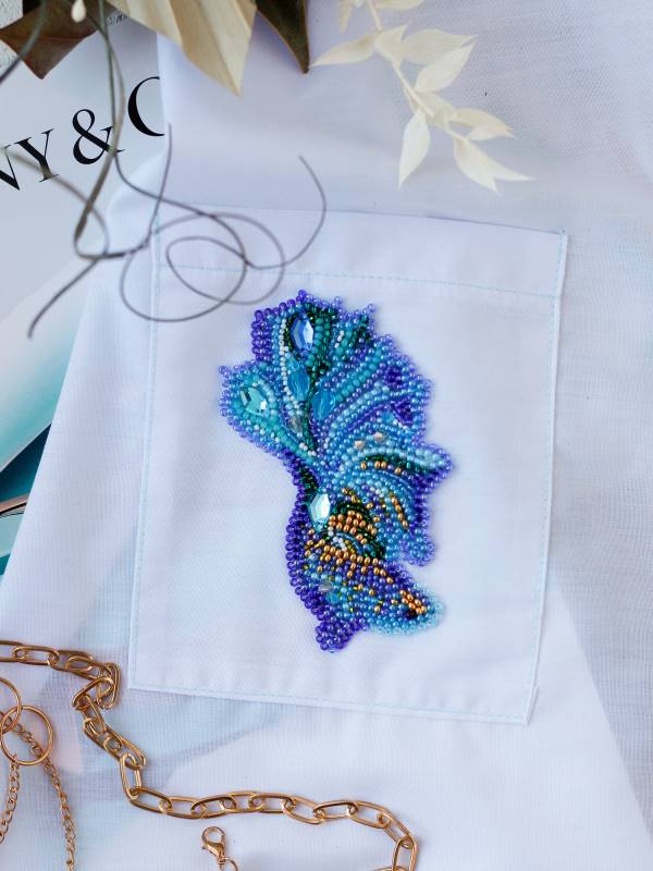 Buy DIY Beaded Clothes Patch Embroidery kit - Blue Gold-A-AD-112
