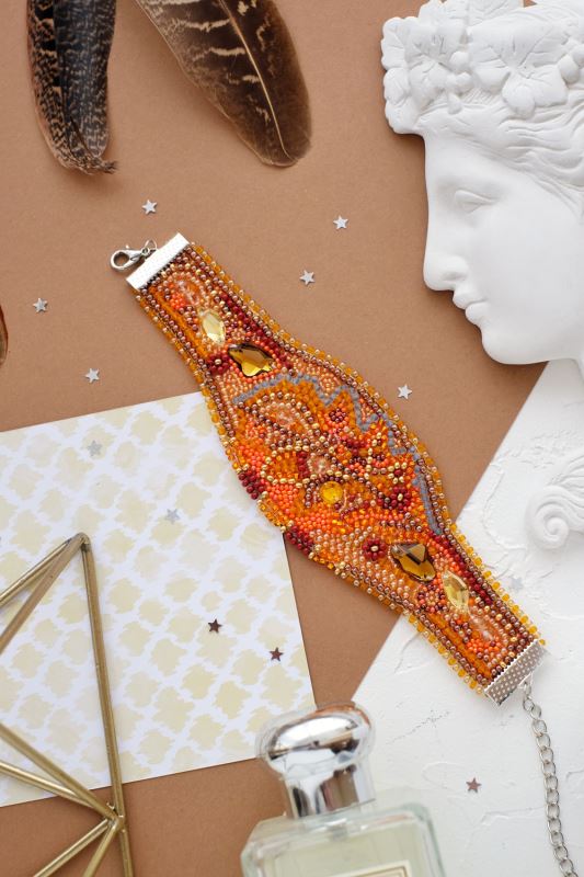 Buy DIY Beaded bracelet kit Embroidery kit - Autumn gold-ADB-002