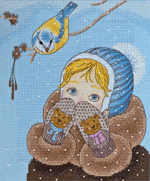Buy Cross stitch kit - Girl and titmouse-AH-020