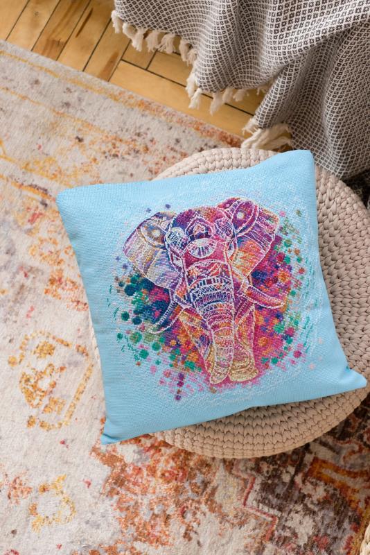 Buy DIY Counted Cross Stitch Pillow Kit - Elephant-AHP-001