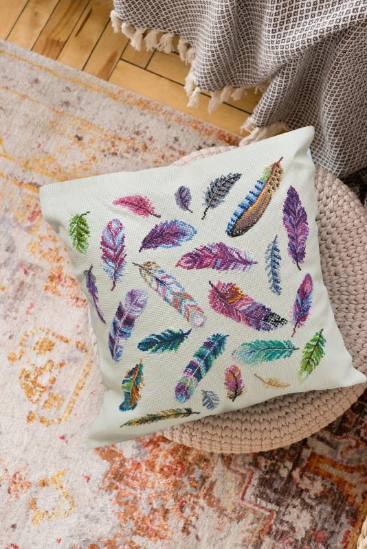 Buy DIY Counted Cross Stitch Pillow Kit - Feathers-AHP-002