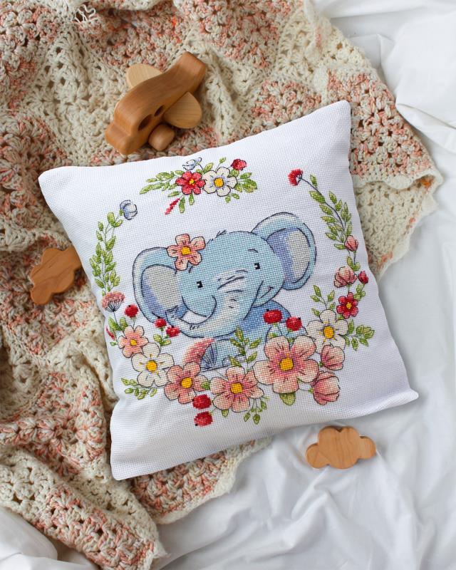 Buy DIY Counted Cross Stitch Pillow Kit - Elephant-AHP-013