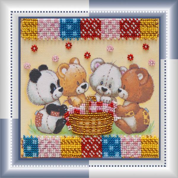 Buy Mini Bead embroidery kit - Bears and a basket-AM-049