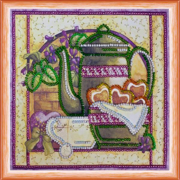 Buy Mini Bead embroidery kit - Tea with violets-AM-087
