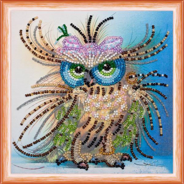 Buy Mini Bead embroidery kit - Owl with a bow-AM-101