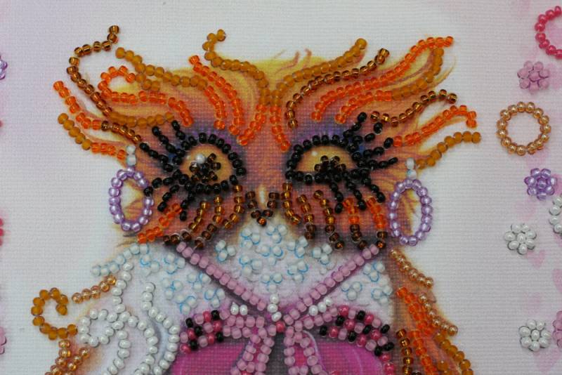 Buy Mini Bead embroidery kit - Owl with a cup of coffee-AM-104_3