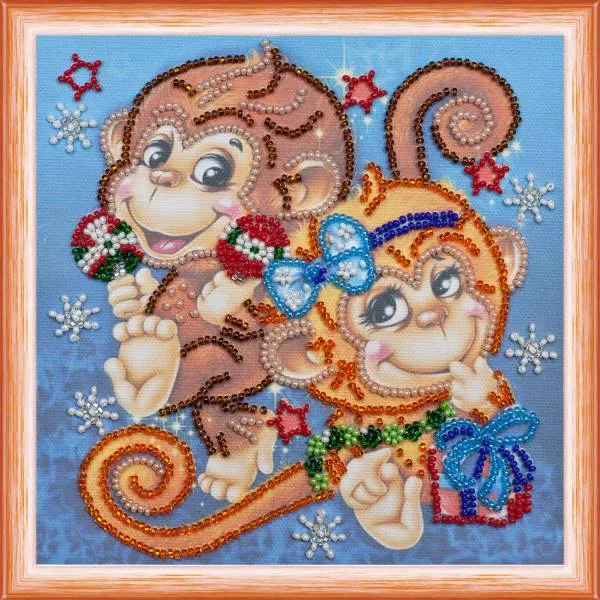 Buy Mini Bead embroidery kit - Funny monkeys-AM-114