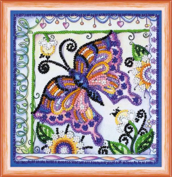 Buy Mini Bead embroidery kit - Butterfly in flowers-AM-144