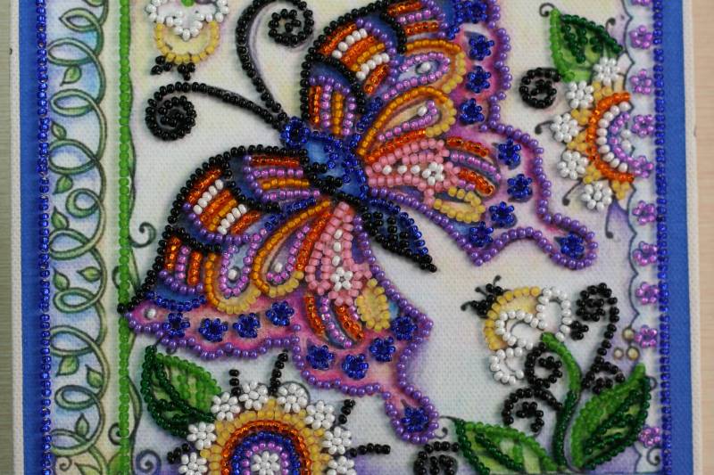 Buy Mini Bead embroidery kit - Butterfly in flowers-AM-144_4