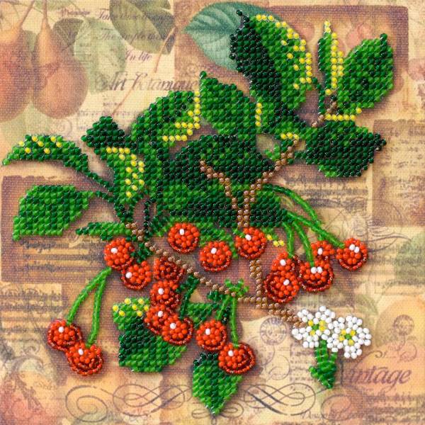 Buy Mini Bead embroidery kit - A sprig of cherry-AM-194