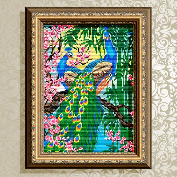 Buy Diamond painting kit - Peacocks on sakura - AT3006