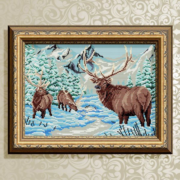 Buy Diamond painting kit - Deer in the winter forest - AT3008
