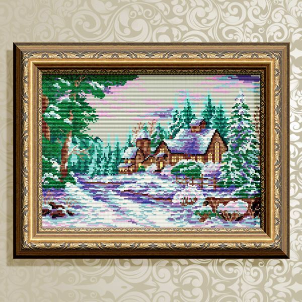 Buy Diamond painting kit - Manor in the winter forest - AT3020