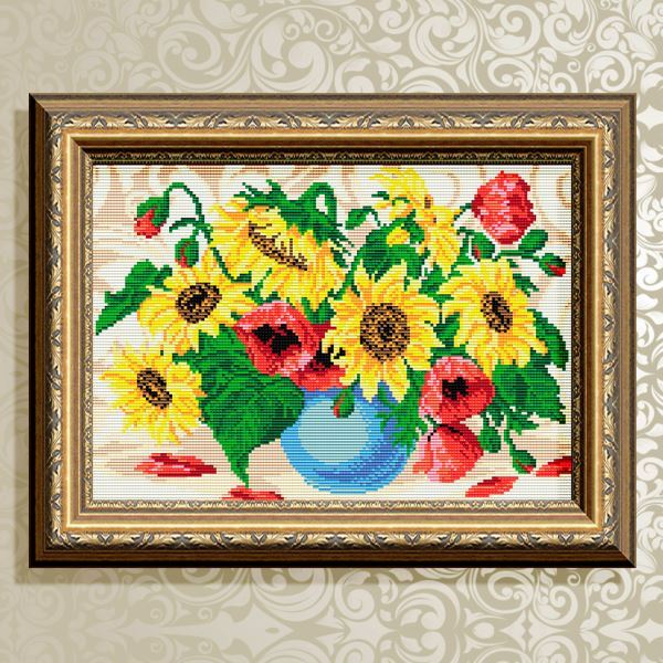 Buy Diamond painting kit - Sunflowers with poppies - AT3031