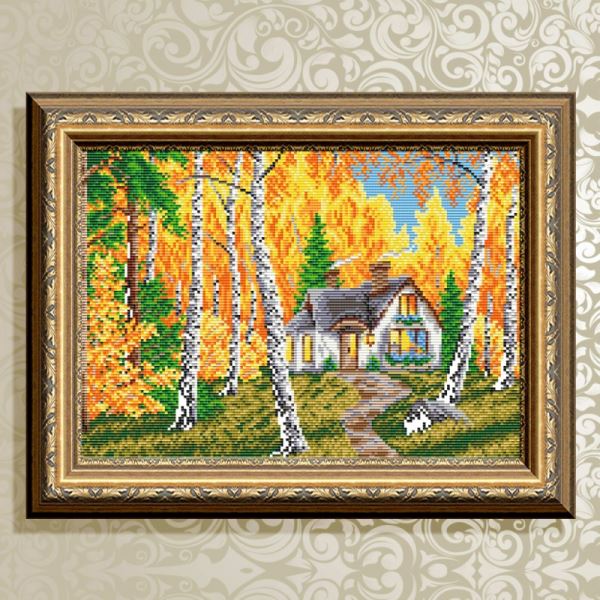 Buy Diamond painting kit - House in the forest. Autumn - AT3041