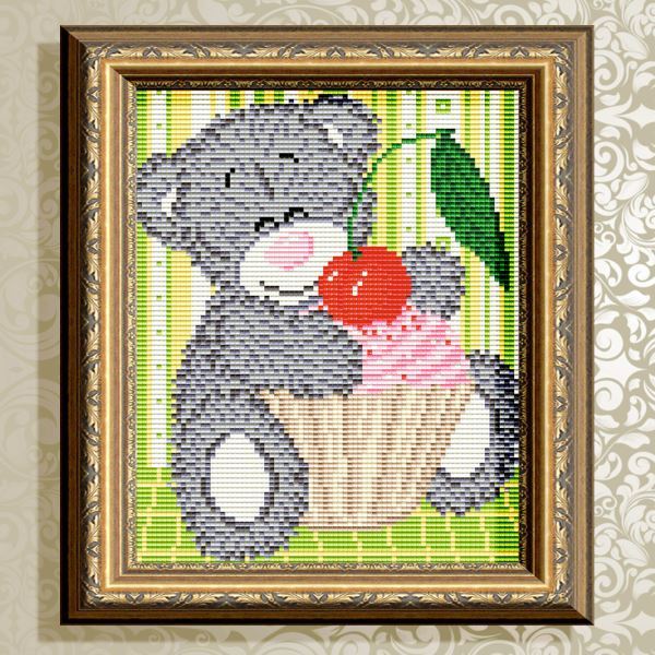 Buy Diamond painting kit - Teddy bear with cake - AT5527