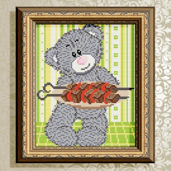 Buy Diamond painting kit - Teddy bear with shish kebab - AT5533
