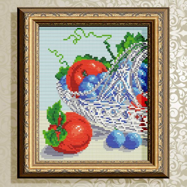 Buy Diamond painting kit - In crystal. Apples and grapes. Diptych 1 - AT5549