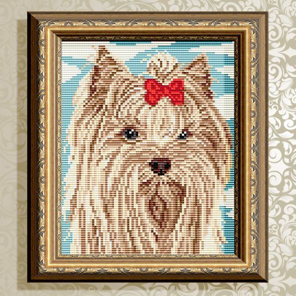 Buy Diamond painting kit - Yorkshire Terrier with a bow - AT5587