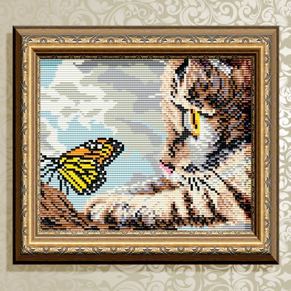 Buy Diamond painting kit - Kitten and butterfly - AT5603