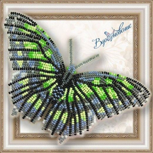 Buy Bead embroidery kit Butterfly-Malachite-BGP013