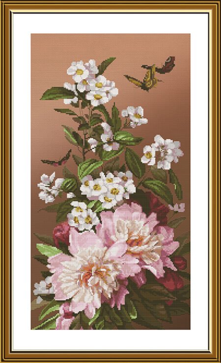 Buy Cross stitch kit Peonies And Jasmine-Cb6239