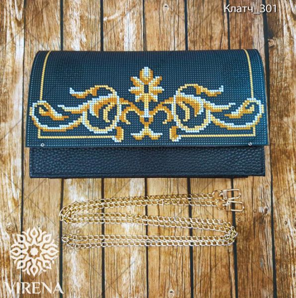 Buy Women Black Evening Clutch Eco leather for embroidered decorative element - Clutch_301-Clutch_301_1