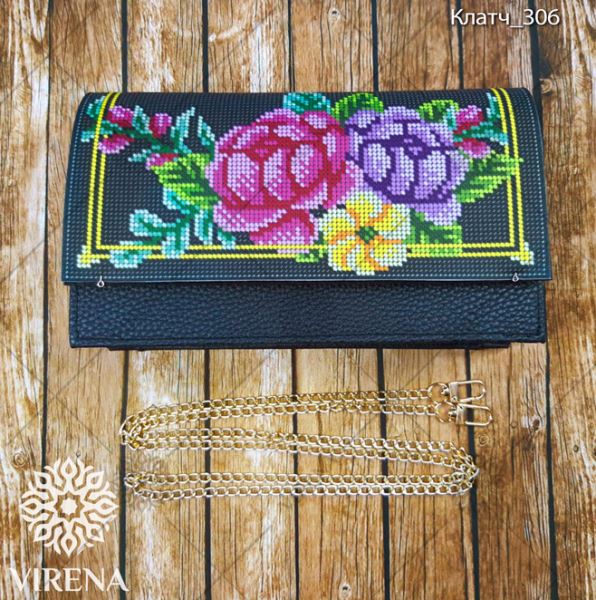 Buy Women Black Evening Clutch Eco leather for embroidered decorative element - Clutch_306-Clutch_306_1