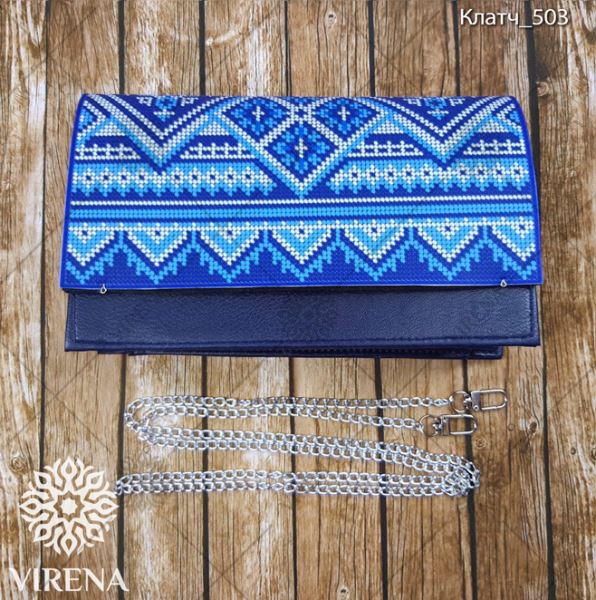 Buy Women Blue Evening Clutch Eco leather for embroidered decorative element - Clutch_503-Clutch_503_1