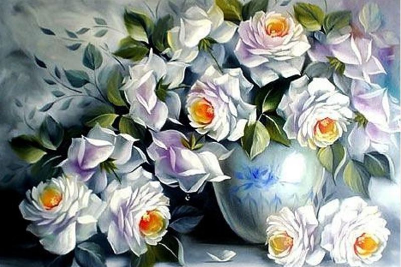Buy Diamond painting kit-White roses-DM-046