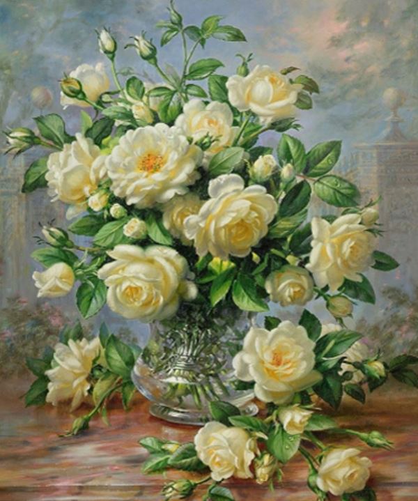 Buy Diamond painting kit-Bouquet of white roses-DM-055