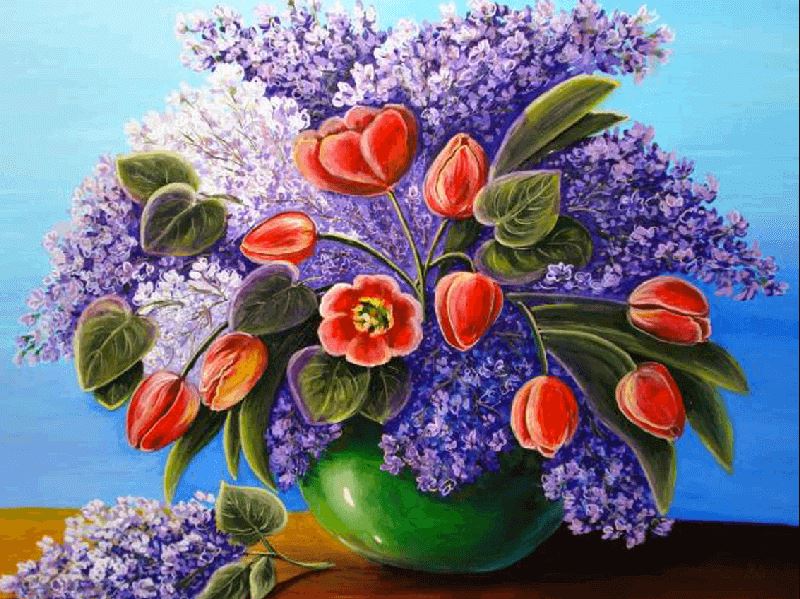 Buy Diamond painting kit-Tulips and lilac-DM-204