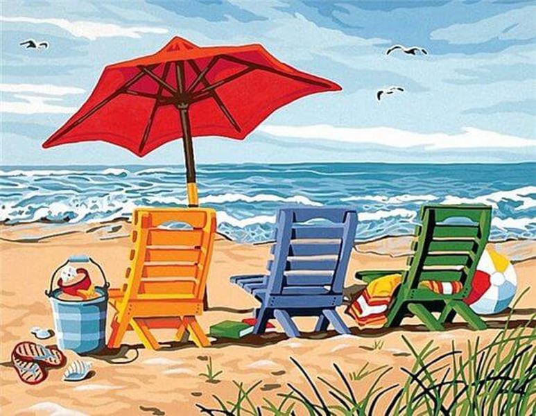 Buy Diamond painting kit-Chairs at the sea-DM-209